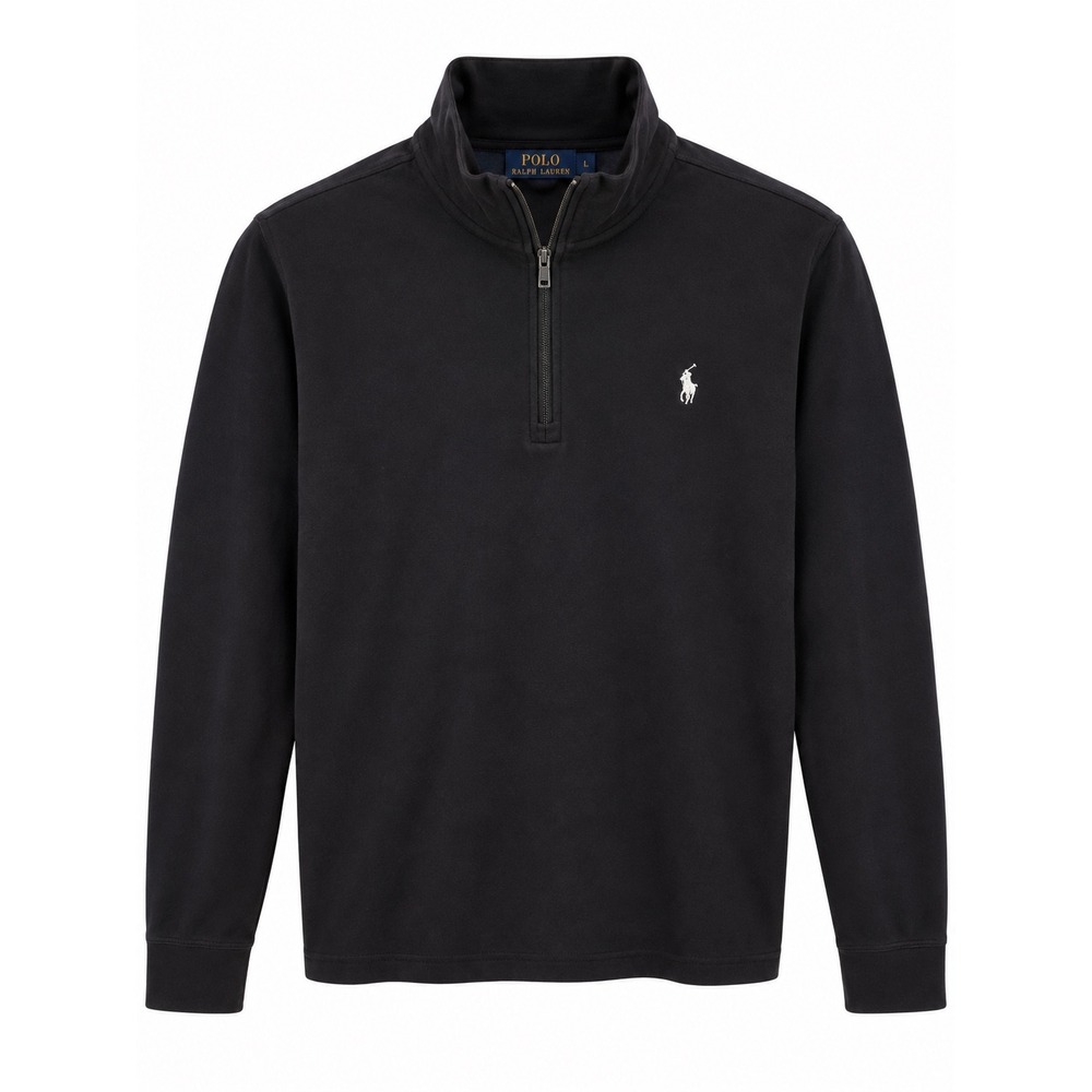 Polo Ralph Lauren Mens Navy Blue Pima Cotton Quarter Zip Pullover Sweater Size S
